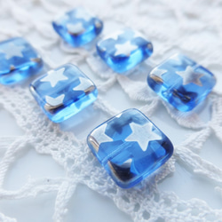 方形藍☆彡6捷克玻璃珠 第2張的照片