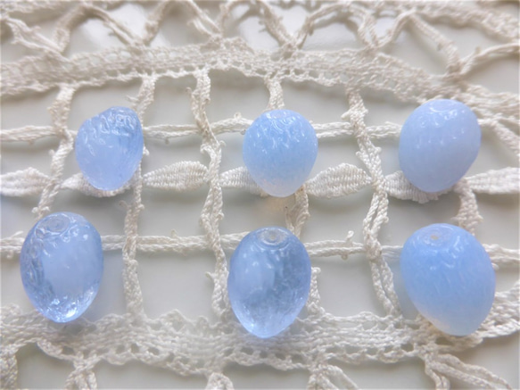 6捷克珠捷克玻璃珠草莓半透明淡藍色 第1張的照片
