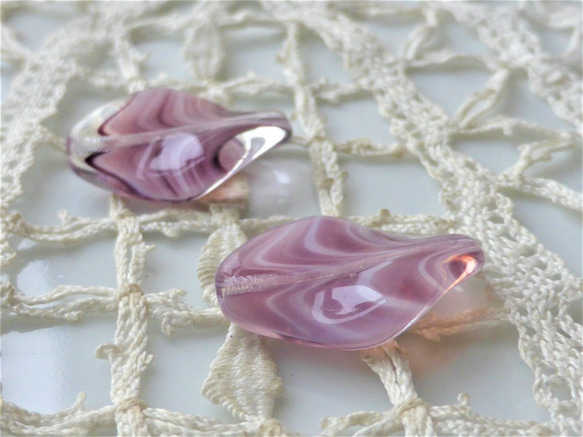 鑽石麻花紫色大理石捷克珠 2 顆捷克玻璃珠 第2張的照片