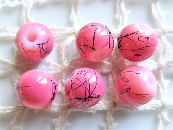 討價還價捷克珠捷克玻璃珠球粉紅色黑色8件 第2張的照片