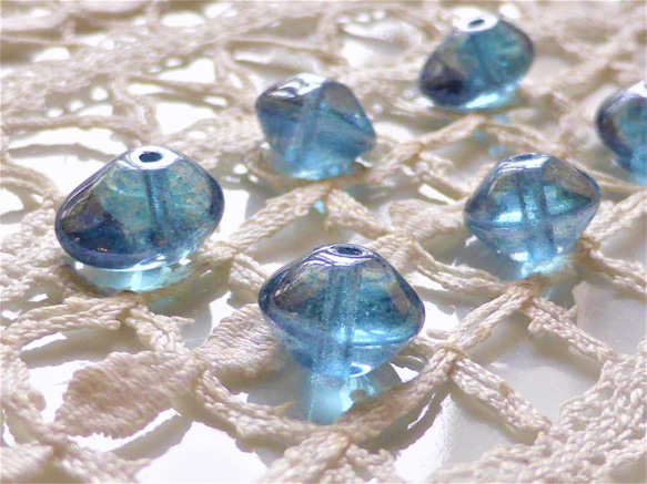 アンシンメトリーUFO　青　チェコビーズCzech Glass Beads 4個 7枚目の画像
