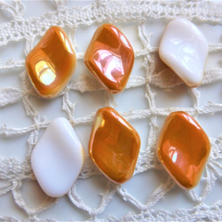 捷克珠子捷克玻璃珠扭曲白色米色橙色極光2件 第2張的照片