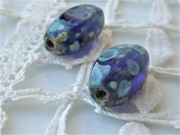 ブルーターコイズ　チェコビーズCzech Glass Beads４個 4枚目の画像