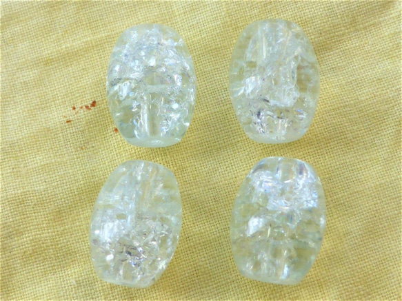 捷克珠捷克玻璃珠4個雞蛋透明划痕 第2張的照片