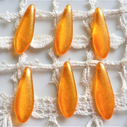 ダガー　光沢オレンジ　チェコビーズCzech Glass Beads6個 4枚目の画像