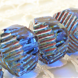 チェコビーズCzech Glass Beads　ごつっと青2個 2枚目の画像