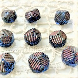 チェコビーズCzech Glass Beads　ごつっと青2個 5枚目の画像