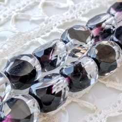 チェコビーズCzech Glass Beadsテーブルカット透明紫2個 2枚目の画像
