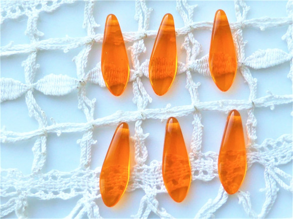オレンジティーCzech Glass Beads ６個 1枚目の画像