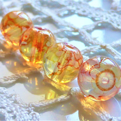 絵の具の水入れオレンジ系Czech Glass Beads ４個 2枚目の画像