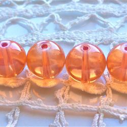 ぽわんと桜橙　チェコビーズ　Czech Glass Beads ４個 1枚目の画像