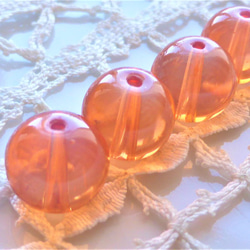 ぽわんと桜橙　チェコビーズ　Czech Glass Beads ４個 2枚目の画像