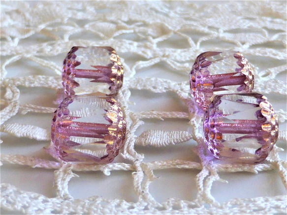 hime　淡いパープル　チェコビーズCzech Glass Beads2個 2枚目の画像