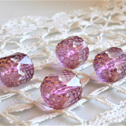 hime　淡いパープル　チェコビーズCzech Glass Beads2個 3枚目の画像