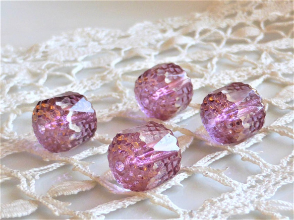 hime　淡いパープル　チェコビーズCzech Glass Beads2個 3枚目の画像