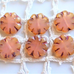 花粉紅色米色表切捷克珠6片捷克玻璃珠 第1張的照片