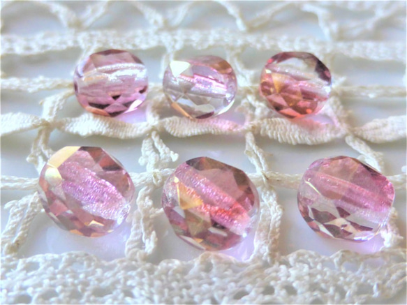 FP ニューカット　エレガントピンク　チェコビーズCzech Glass Beads4個 1枚目の画像