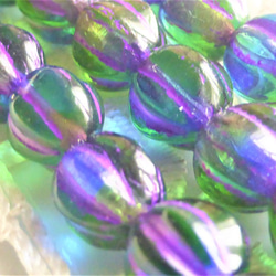 瓜紫綠捷克珠6顆捷克玻璃珠 第2張的照片