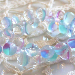 しずく　花に水滴　パステル　チェコビーズCzech Glass Beads１０個 2枚目の画像