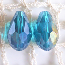 FP大きめ雫　海　チェコビーズCzech Glass Beads２個 1枚目の画像