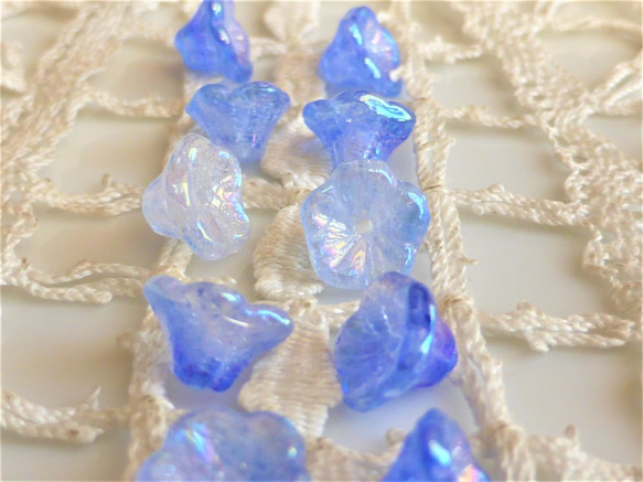 花藍白極光混合捷克珠10顆捷克玻璃珠 第4張的照片