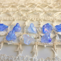 花　青白オーロラ混じり　チェコビーズCzech Glass Beads１０個 5枚目の画像