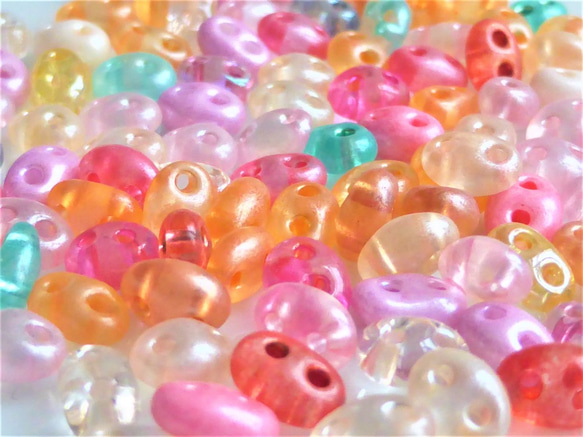 ブタの鼻　ピンクオレンジパール系　チェコビーズCzech Glass Beads30個 2枚目の画像