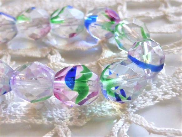 FP透明虹　Czech Glass Beads４個 1枚目の画像
