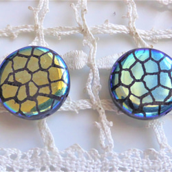 はちゅうるい黄青系　Czech Glass Beads2個 1枚目の画像