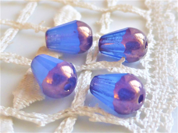 捷克玻璃珠 6 件紫藍色捷克玻璃珠 第2張的照片