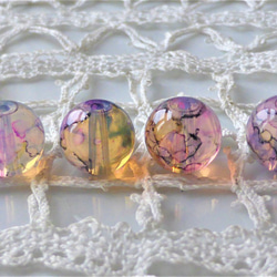 4個水紫色紫色粉色捷克玻璃珠 第1張的照片