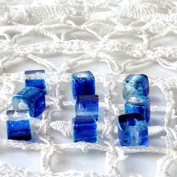 ヒビ　歪み　青　Czech Glass Beads10個 2枚目の画像