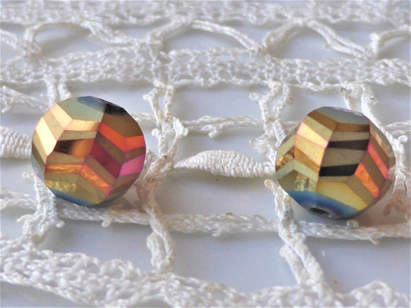 最新！！ニューカット、ニューデザイン　ピンクゴールド系Czech Glass Beads2個 2枚目の画像