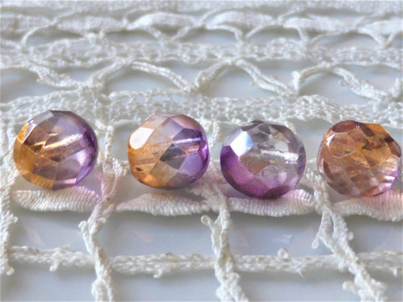 煌めきマジカルカラー　パープル　Czech Glass Beads6個 1枚目の画像