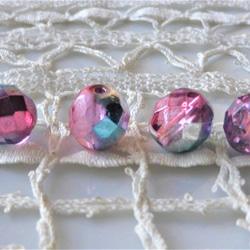 煌めきマジカルカラー　ピンクパープルブルー　Czech Glass Beads４個 3枚目の画像