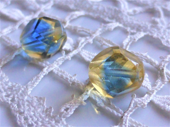 2 顆琥珀藍色捷克玻璃珠 第2張的照片