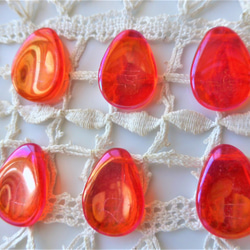 花びらオレンジ赤　チェコビーズ　Czech Glass Beads６個 1枚目の画像