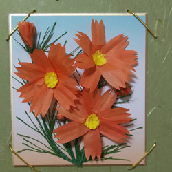 和紙の折り紙フラワー(コスモスオレンジ) 1枚目の画像