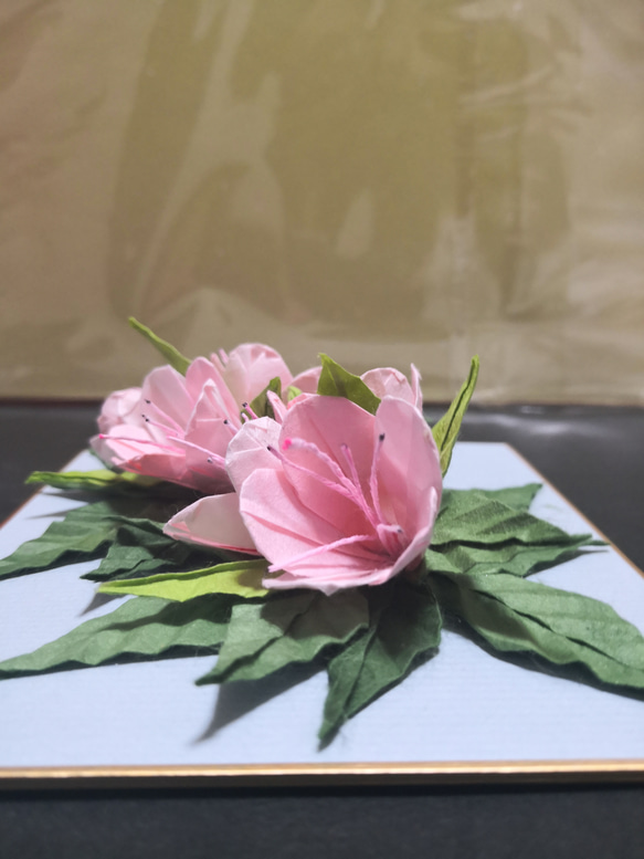 和紙の折り紙フラワー(つつじ)ピンク 2枚目の画像