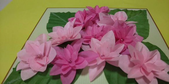和紙の折り紙フラワー(紫陽花２色ピンク) 3枚目の画像