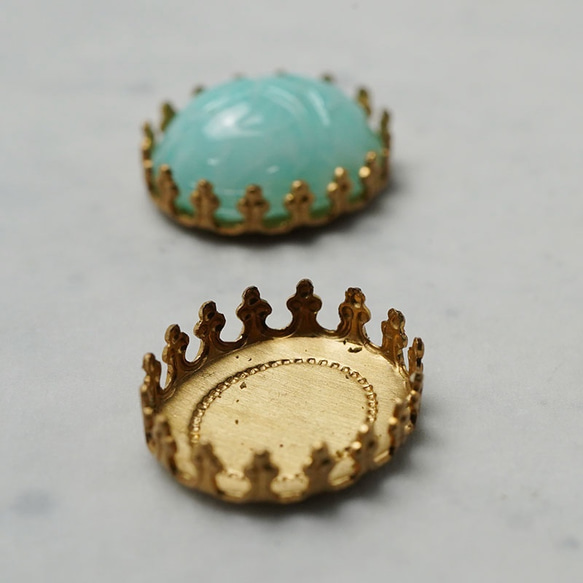 オーバルクラウンセッティング12×10ミリ、真鍮製の石座、カンなし（6コ