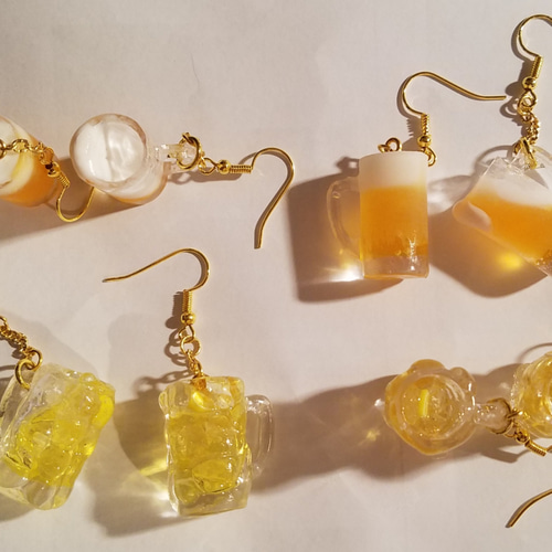 ハイボール ジョッキ ピアス イヤリング ゴールド金具 アレルギー対応