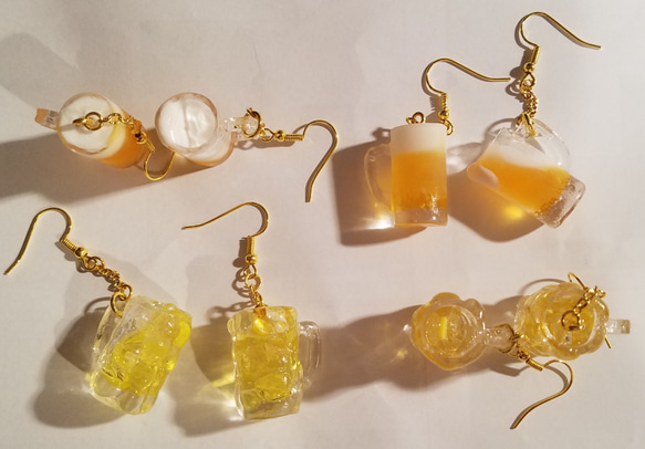 ハイボール ジョッキ ピアス イヤリング ゴールド金具 アレルギー対応