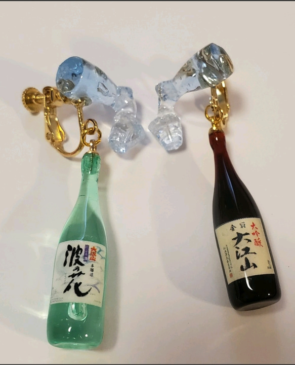 日本酒 酒器付 イヤリング ピアス アレルギー対応あり 2枚目の画像