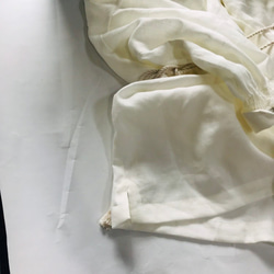 [SALE]不易起皺的100％亞麻。卷連衣裙白色 第10張的照片