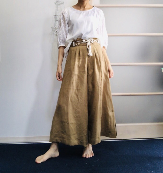 新品リネンワイドパンツ　キュロット★