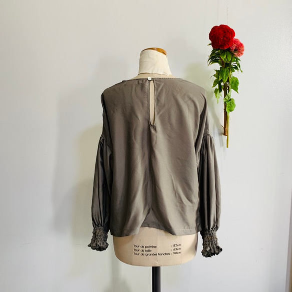 [SALE] 前後 2way! Balloon Sleeve Blouse Moss Green 第5張的照片