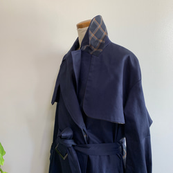[樣品銷售]超大號風衣海軍藍，後褶 第10張的照片
