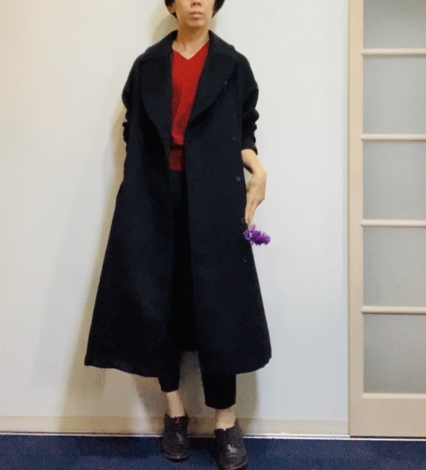 アンゴラシャギー　テーラーコート　黒