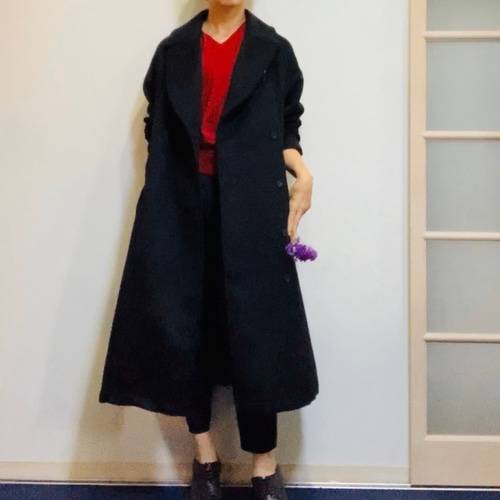 アンゴラシャギー テーラーコート 黒 コート my name is Kinoko